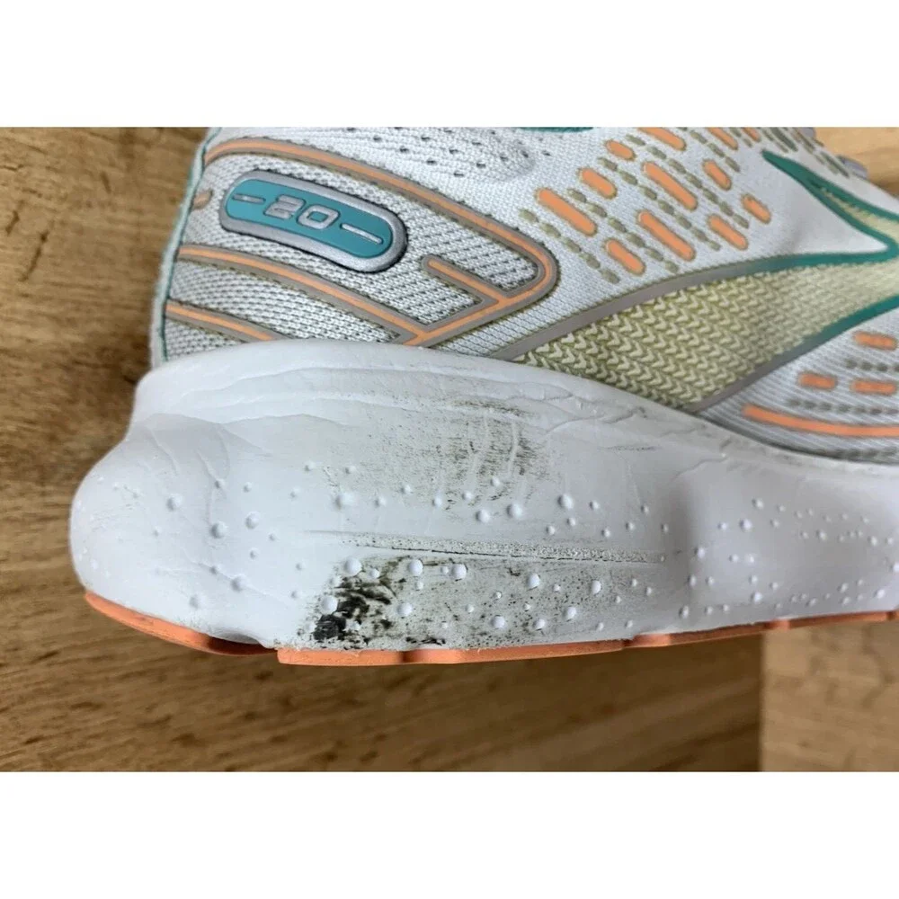 Brooks Glycerin 20 Womens Running Shoes White Aqua Coral Size 10.5 B 1203691B061